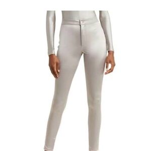 Women's High-Rise Skinny skims silver disco leggings S